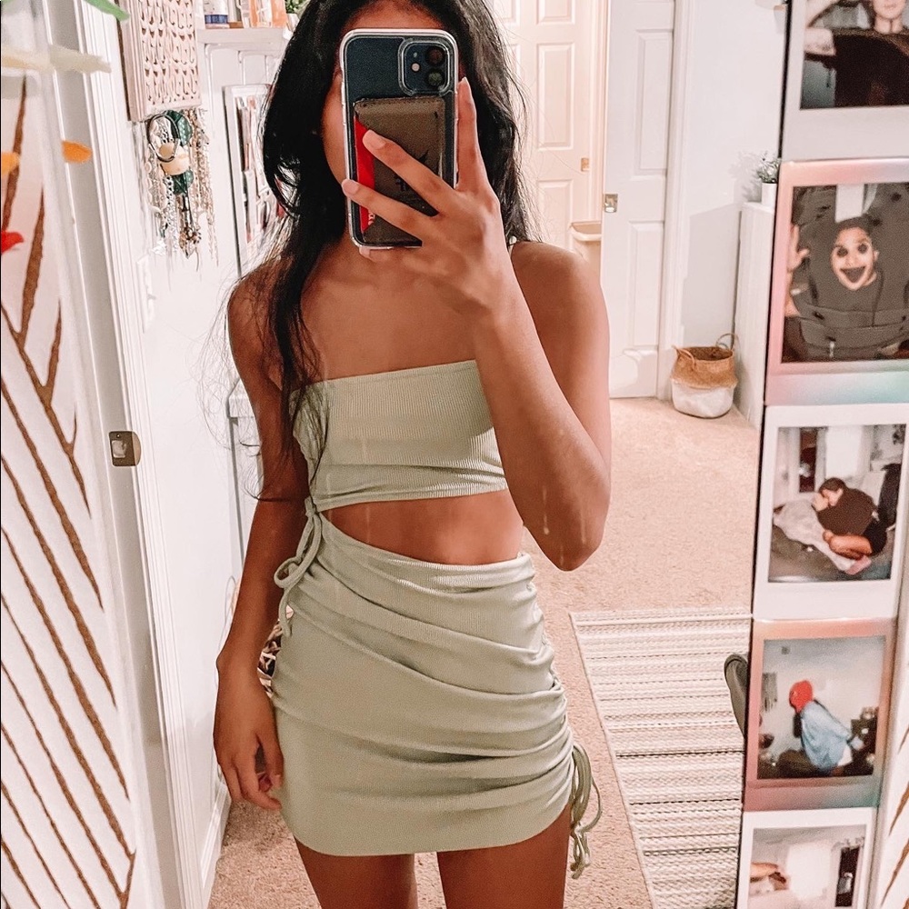 green mini dress